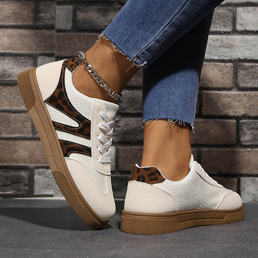 Damen Atmungsaktive Sneakers mit trendigen Leo-Akzenten R&B