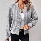 Damen Lässige Strickjacke mit strukturierter Oberfläche und Knopfleiste