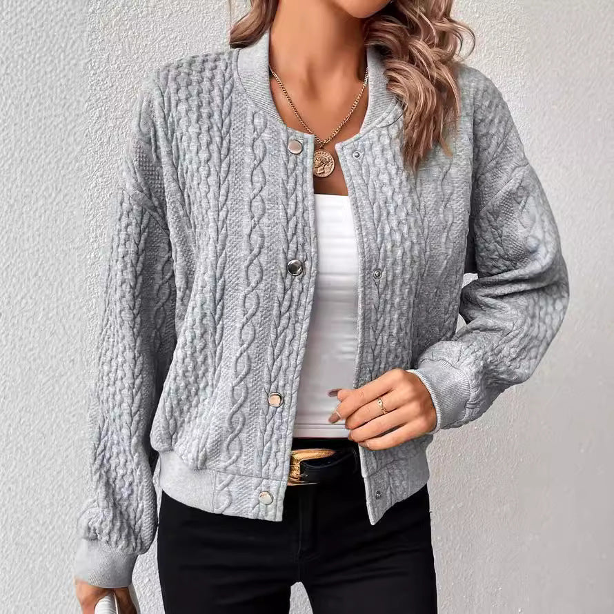 Damen Lässige Strickjacke mit strukturierter Oberfläche und Knopfleiste