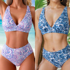Damen Hochtailliertes Bikini-Set mit modischem Paisleymuster R&B