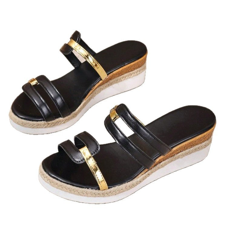 Damen Trendige und bequeme Keilsandalen mit verstellbaren Riemen R&B