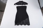 Damen Spitzenkleid mit asymmetrischem Saum und elegantem Kragen R&B
