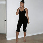 Damen Eleganter Jumpsuit mit Wickeldetails und fließendem Bein R&B
