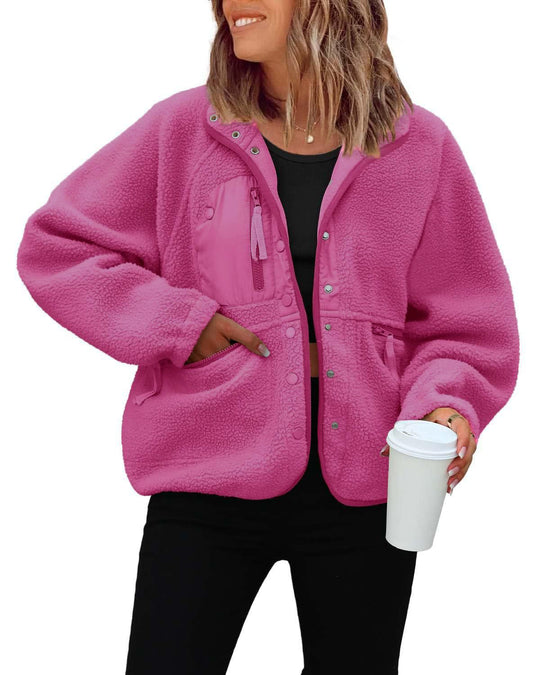 Damen kuschelige Fleecejacke mit praktischen Taschen R&B