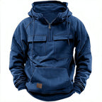 Herren Utility Hoodie mit aufgesetzten Taschen und halbem Reißverschluss