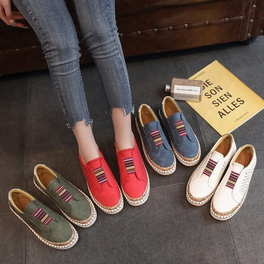 Damen Slip-On Sneakers mit atmungsaktivem Obermaterial und Jute-Detail R&B