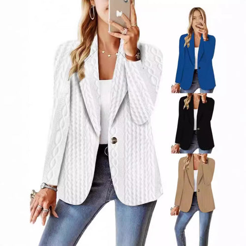 Damen Eleganter Strickblazer mit strukturierter Oberfläche und lässigem Schnitt R&B