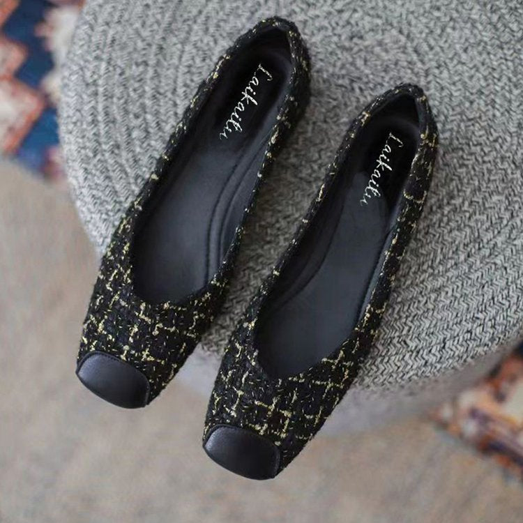 Damen elegante Ballerinas mit modischem Tweed-Obermaterial und komfortablem Fußbett R&B