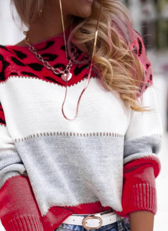 Damen Modischer Batik-Pullover mit animalischem Muster R&B