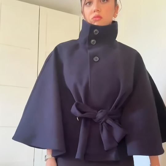 Damen elegante Wickeljacke mit Taillengürtel R&B