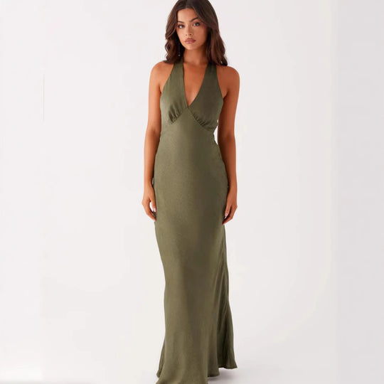 Damen Elegantes Wickelkleid mit V-Ausschnitt und schmalem, fließendem Schnitt R&B