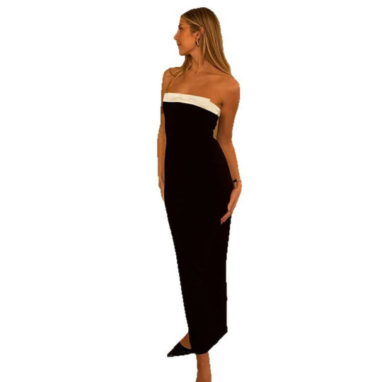 Damen Cocktailkleid mit schulterfreiem Design und elegantem Farbakzent R&B