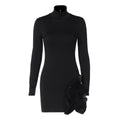 Damen Elegantes Kleid mit hohem Kragen und Rüschendetails R&B