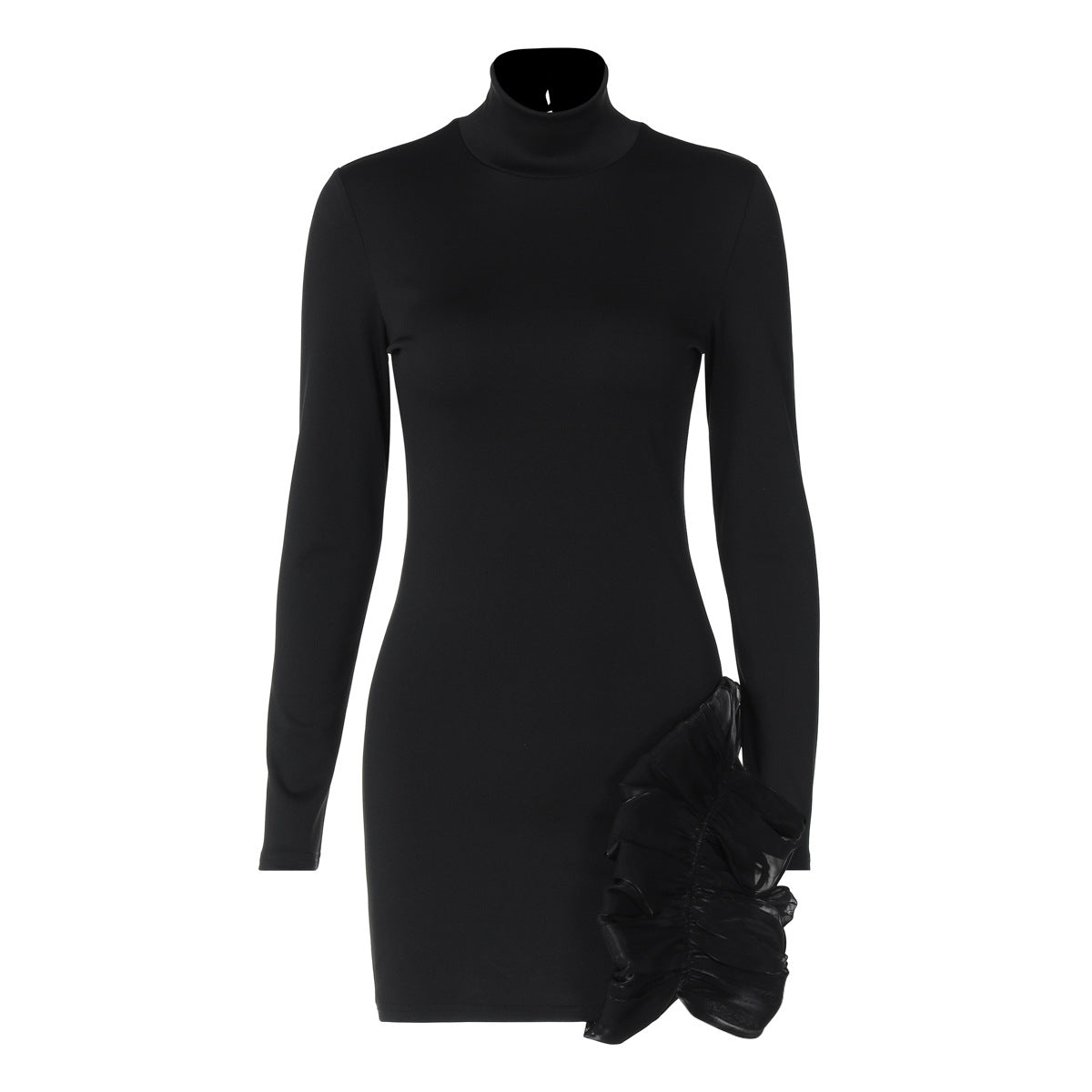 Damen Elegantes Kleid mit hohem Kragen und Rüschendetails R&B