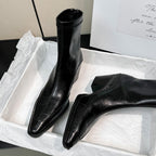 Damen elegante Ankle Boots mit robustem Blockabsatz und spitz zulaufender Zehenpartie