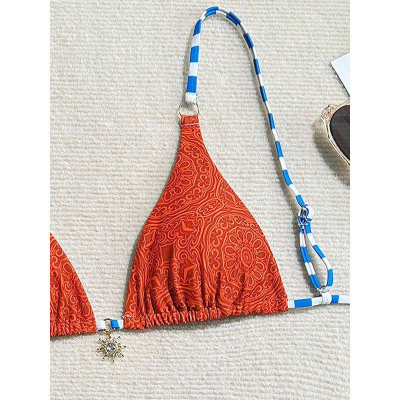 Damen Triangel-Bikini mit regulierbaren Trägern und farblich abgestimmten Akzenten R&B