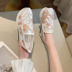 Damen Slip-On Sneaker mit modischem Blumenmusterdetail und bequemer Sohle R&B