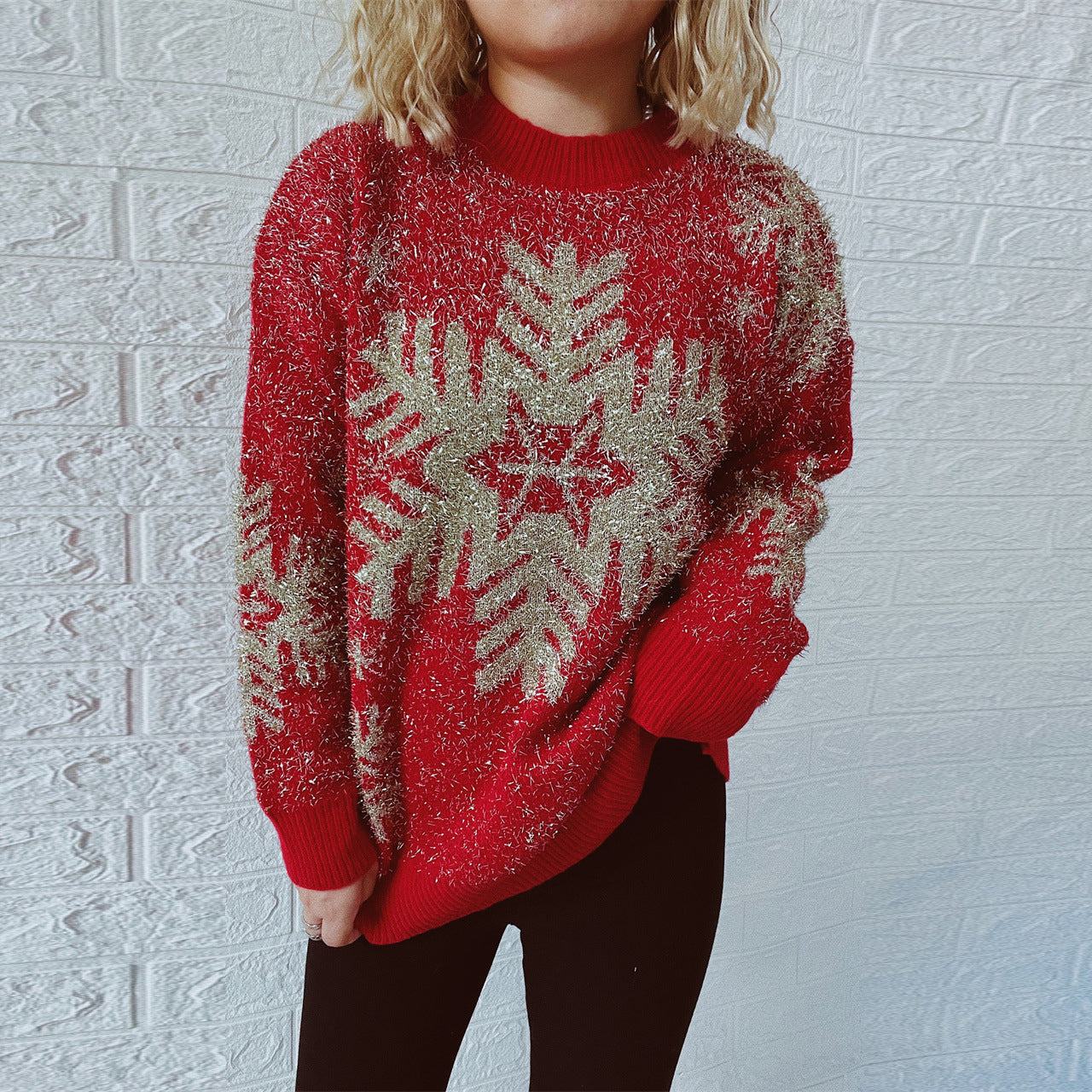 Damen Weihnachts-Pullover mit festlichem Funken-Design und bequemen Schnitt R&B