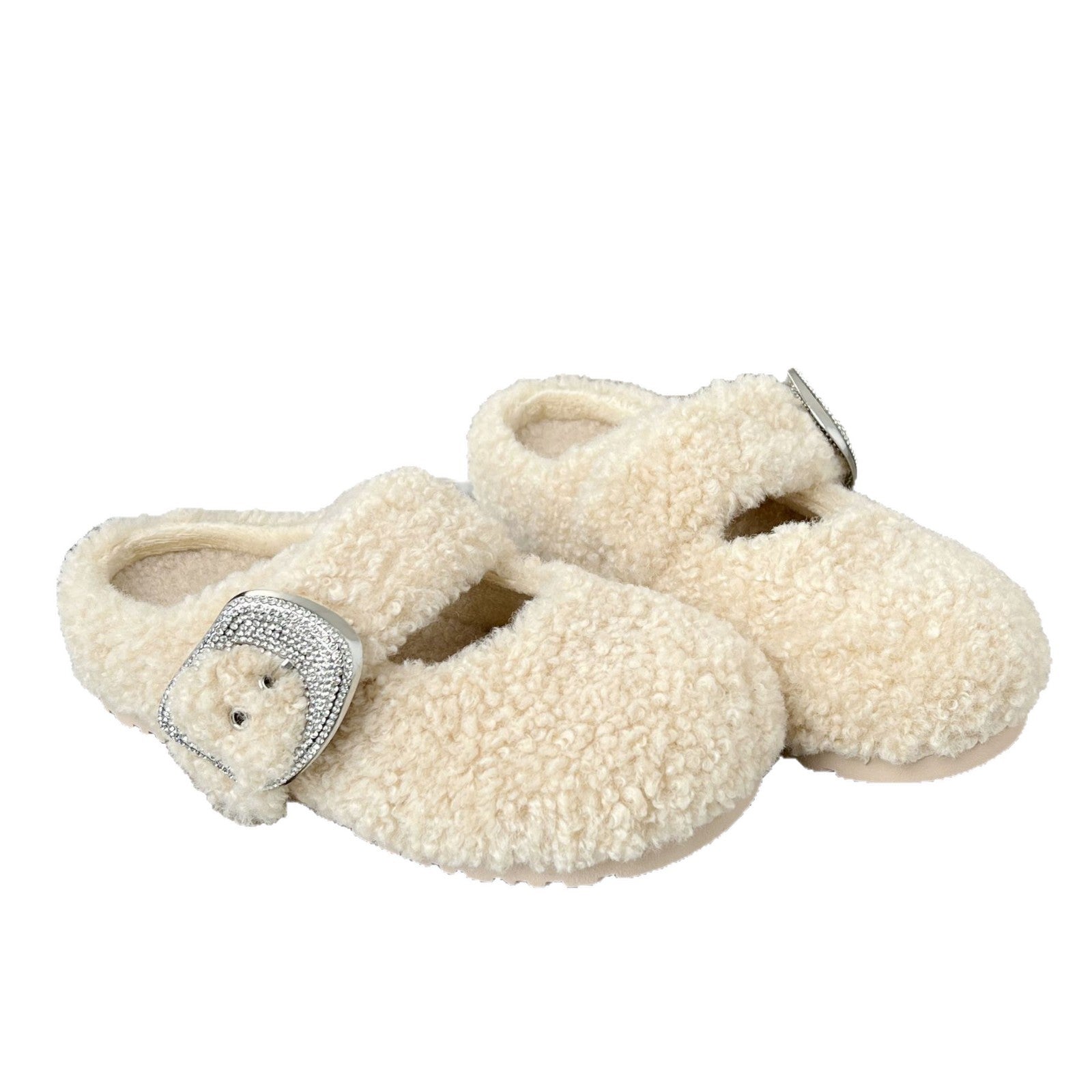 Damen Flauschige Hausschuhe mit modischem Schnallen-Design R&B