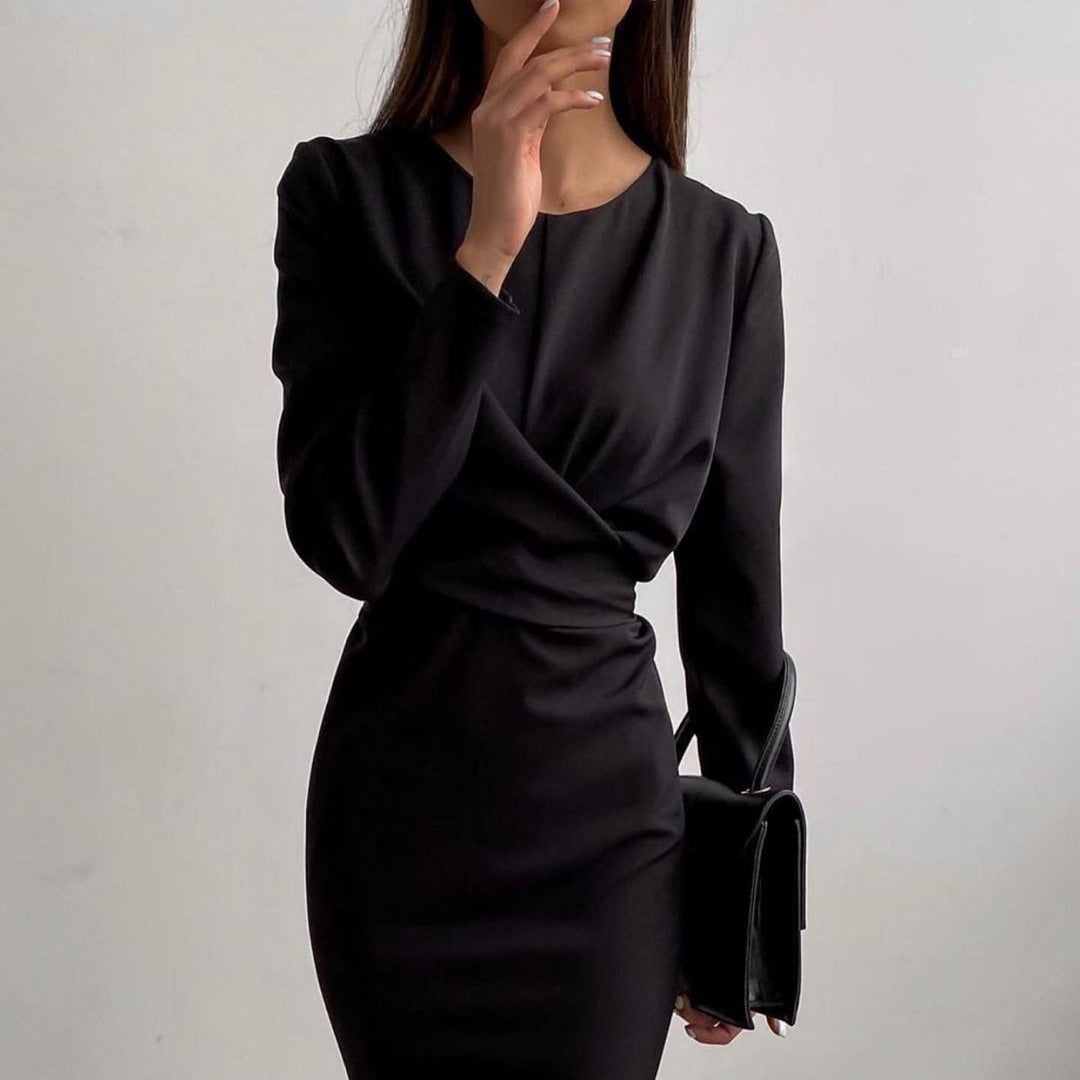 Damen Elegantes Wickelkleid mit langen Ärmeln und figurbetontem Schnitt R&B