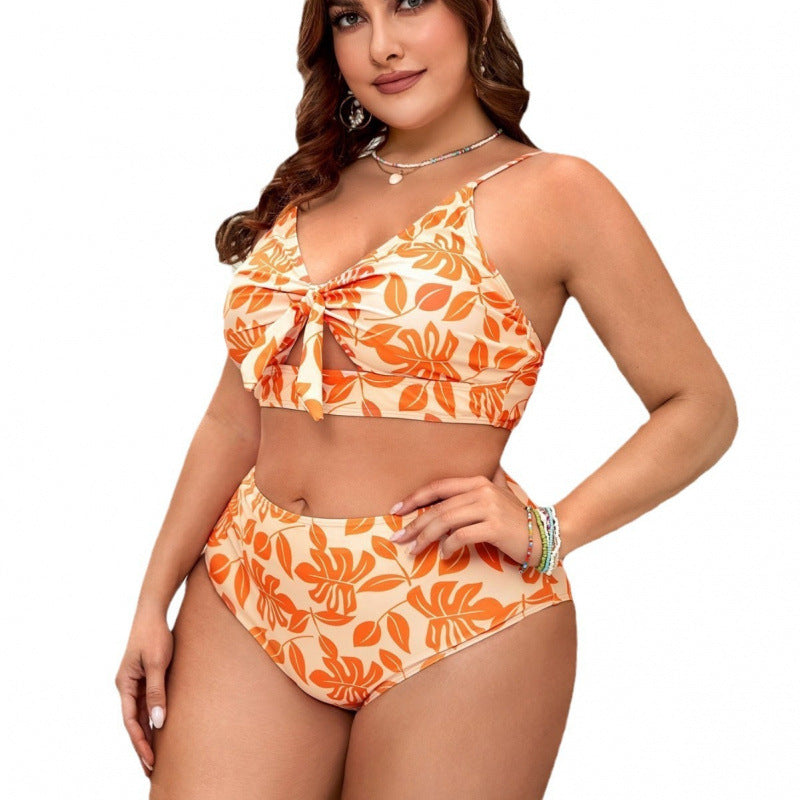 Damen Bikini-Set mit floralem Wickel-Top und hohem Taillenslip R&B