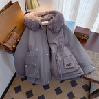 Damen Winterjacke mit abnehmbarem Kunstpelzkragen und praktischen Taschen R&B