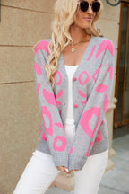 Damen Gemusterte Strickjacke mit modernem Design und Knopfverschluss