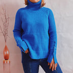 Damen Ribbed Rollkragenpullover mit elegantem Schnitt R&B
