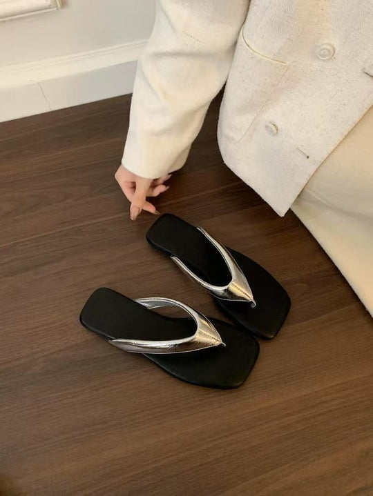 Damen modische Zehentrenner-Pantoletten mit ergonomischem Fußbett und elegantem Design R&B