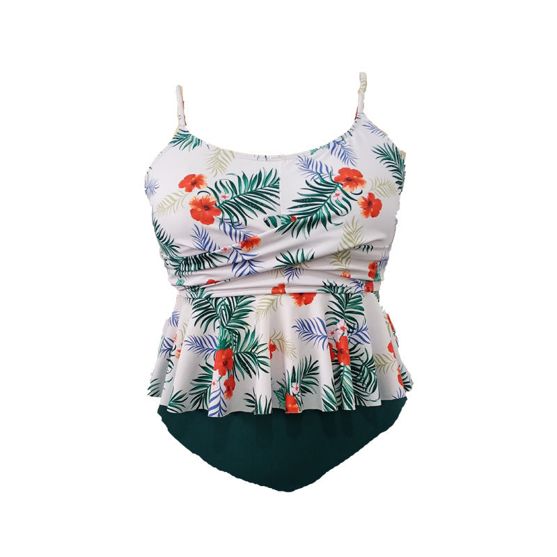Damen Tankini-Set mit floralem Rüschendesign und figurumspielendem Schnitt R&B