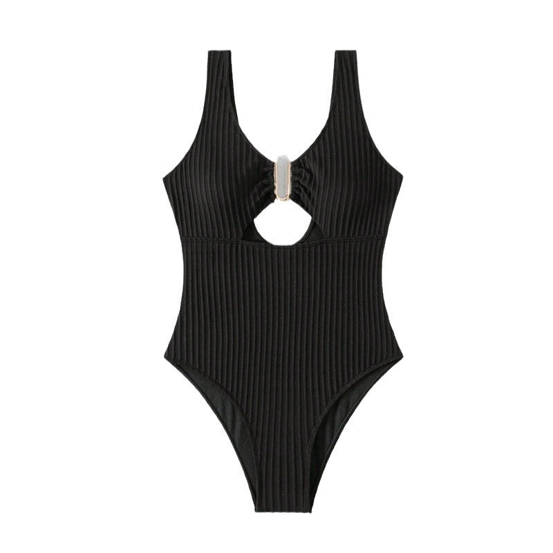 Damen Cut-Out Badeanzug mit elegantem Rippendesign R&B