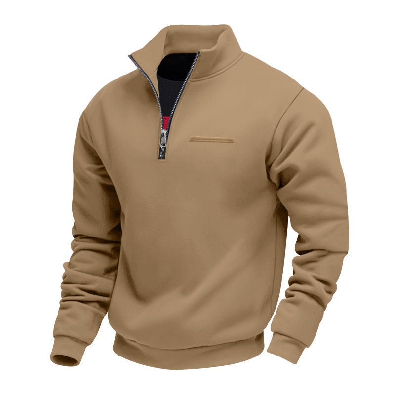 Herren nan komfortabler Halbzip Fleecepullover mit Stehkragen und elastischen Bündchen R&B