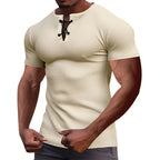 Herren nan Kurzarmshirt mit Schnürkragen, Metallösen und feinem Strukturjersey R&B