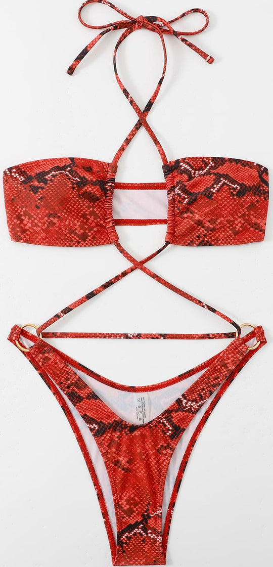 Damen Triangel-Bikini mit raffiniertem Kreuzdesign R&B