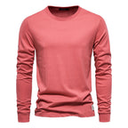 Herren nan klassisches langärmliges Baumwollshirt mit Rundhalsausschnitt und elastischen Bündchen R&B