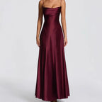 Damen Elegantes Maxi-Kleid mit fließendem Satin und verführerischem Spaghettiträger