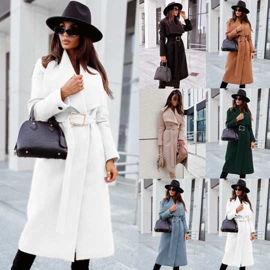 Damen eleganter Trenchcoat mit Gürtel und hochwertiger Verarbeitung R&B