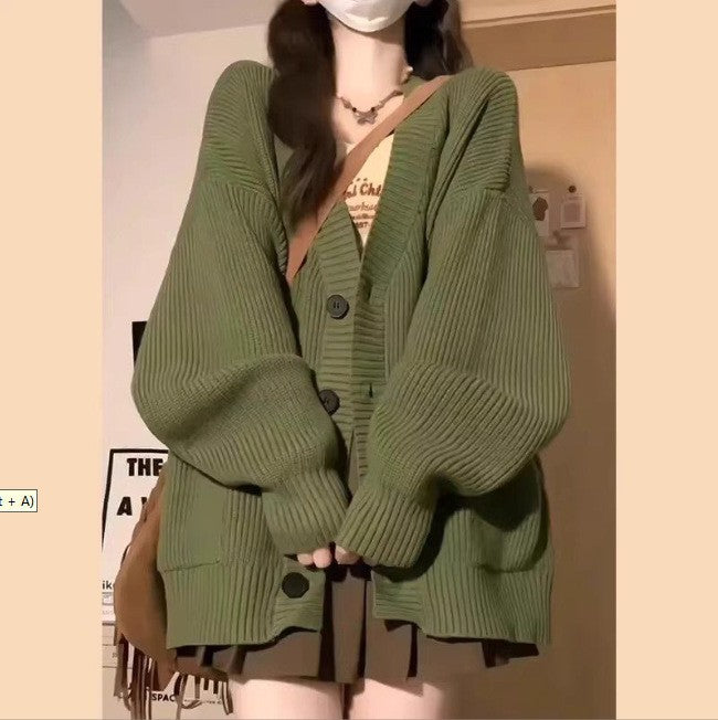 Damen Grobstrickjacke mit großen Taschen und Knopfdetails R&B
