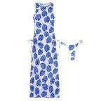 Damen Maxikleid mit floralem Muster und verstellbaren Seitenschnüren R&B