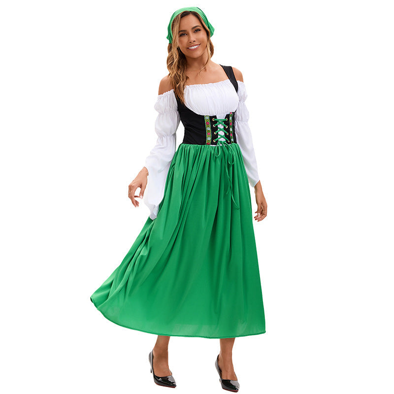 Damen nan Renaissance Dirndl Kostüm mit Schnürmieder und Carmenärmeln R&B