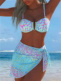 Damen Bikini-Set mit hochflorigem Print und verstellbaren Trägern