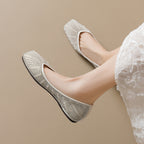 Damen Ballerinas mit glamourösem Strassdesign und elegantem Spitzenverschluss