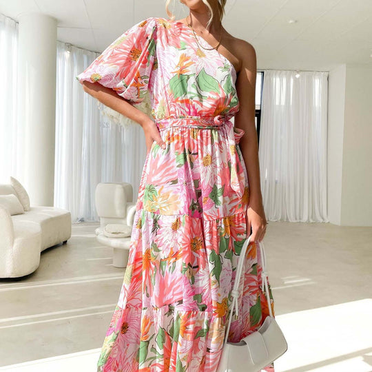 Damen Sommerliches Maxikleid mit asymmetrischem Schnitt und floralen Motiven R&B