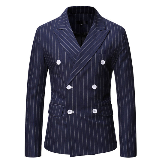 Herren elegante Doppelreiherjacke mit Nadelstreifen R&B