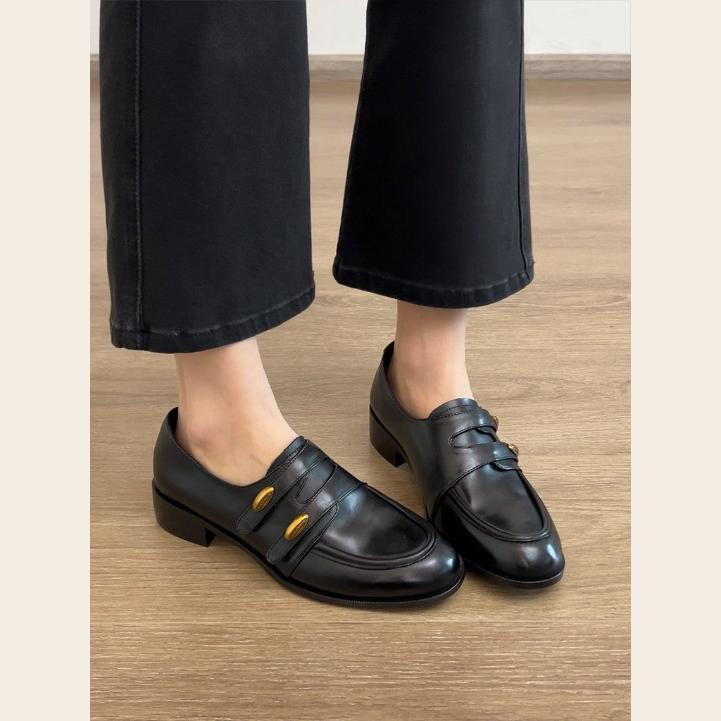 Damen Mokassins mit dekorativen Schnallen und elegantem Glanz R&B