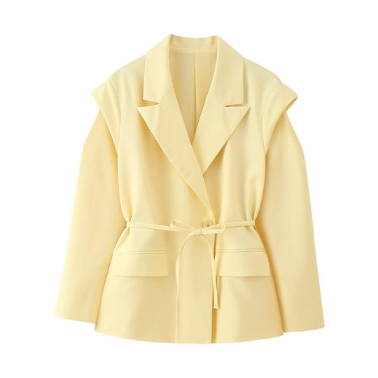 Damen eleganter Oversized-Blazer mit Gürteldetail R&B