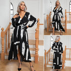 Damen Maxikleid mit asymmetrischem Saum und aufregendem Rüschendesign R&B