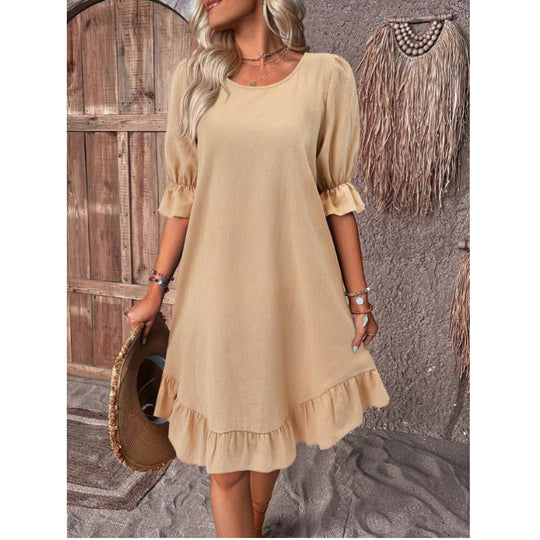 Damen Sommerliches Freizeitkleid mit Rüschendetails und lockerem Schnitt R&B