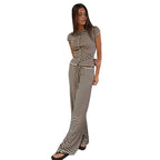 Damen Kurzarm Oberteil im Streifenlook mit Knopfdetails R&B