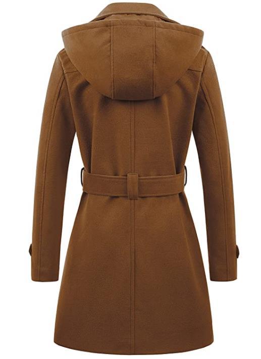 Damen eleganter Peacoat mit doppelter Knopfleiste und Taillengürtel R&B